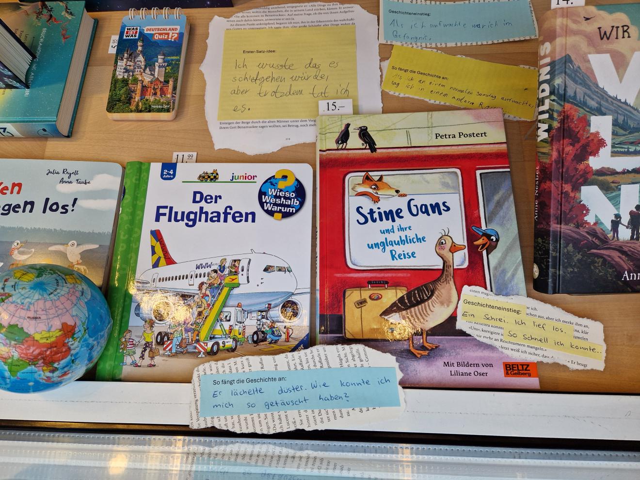 Textideen der Kinder im Schaufenster
